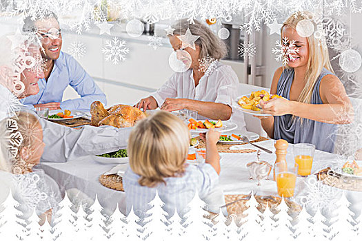 幸福之家,吃,感恩节,晚餐