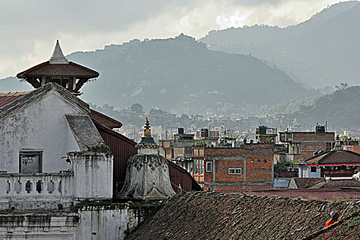屋顶,庙宇,杜巴广场,加德满都,尼泊尔,亚洲