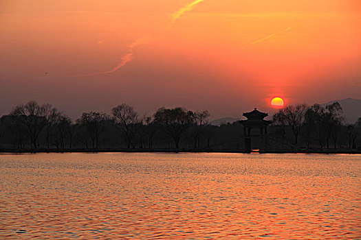 北京颐和园的夕阳