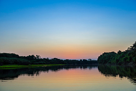 河,风景,里奥内格罗,日落,潘塔纳尔,南马托格罗索州,巴西,南美