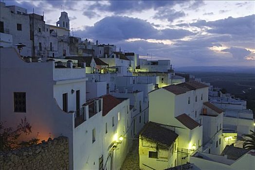 白房子,日出,安达卢西亚,西班牙,欧洲