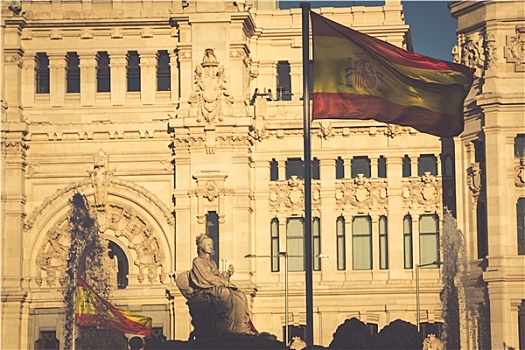宫殿,建筑,西贝列斯广场,马德里,西班牙,印象深刻,市政厅