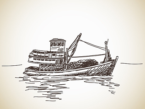 渔船码头简笔画图片