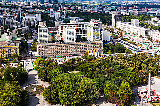 中心,华沙,宫殿,文化,科学,街道,老城,上面,右边