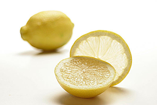 一个,一半,柠檬,水果,背影,白色,地面