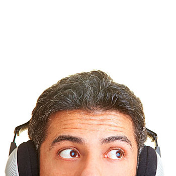 男性,脸,耳机,侧视