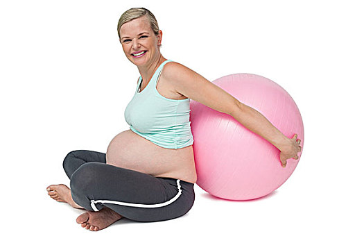 孕妇,粉色,健身球