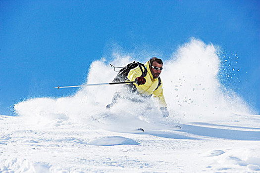 男性,滑雪,速度,山