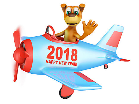 狗,飞机,新年快乐