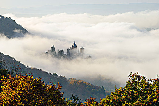 城堡,晨光,北莱茵威斯特伐利亚,德国,欧洲