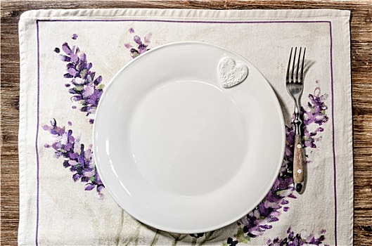 盘子,叉子,旧式,木质,餐桌