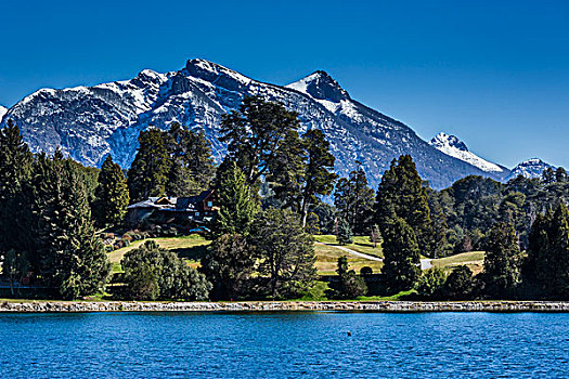 风景,海岸线,湖,山,纳韦尔瓦皮,国家公园,阿根廷