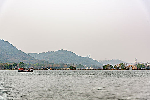 杭州湘湖山水景黄昏