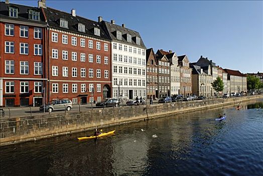 历史,房子,皮艇,哥本哈根,丹麦,斯堪的纳维亚,欧洲