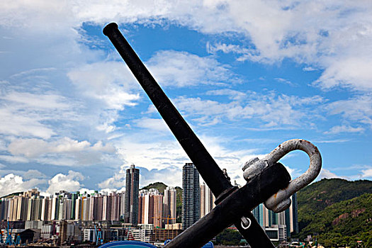 锚,展示,香港,博物馆,沿岸,防卫,蒙河,泰国,天际线,远景