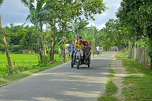 三个,轮子,交通工具,乡村,区域,孟加拉,八月,2006年