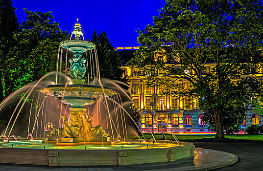 喷泉,英式花园,日内瓦,瑞士