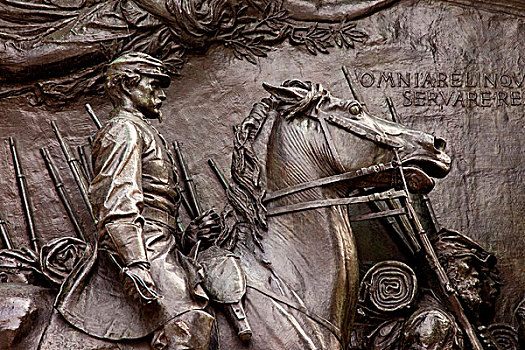 纪念,雕塑,缅怀,著名,军团,马萨诸塞,南北战争,波士顿,美国