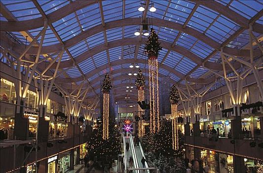 购物中心,圣诞装饰,德国,欧洲