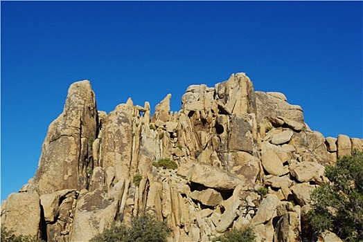 怪诞,岩石墙,蓝天,约书亚树国家公园,加利福尼亚