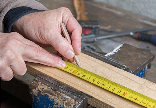 工作,测量,木板,皮尺