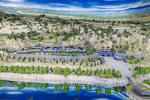 中国河南省灵宝市函谷关景区地形景点分布沙盘模型