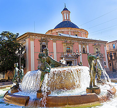 瓦伦西亚,喷泉,广场,西班牙