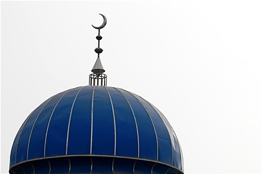 蓝色,屋顶,著名,清真寺,白色背景,背景