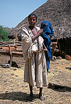 女人,乡村,靠近,埃塞俄比亚