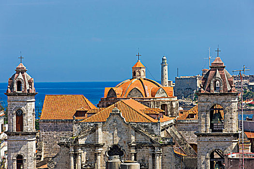 大教堂,灯塔,港口,历史,中心,哈瓦那,世界遗产,古巴