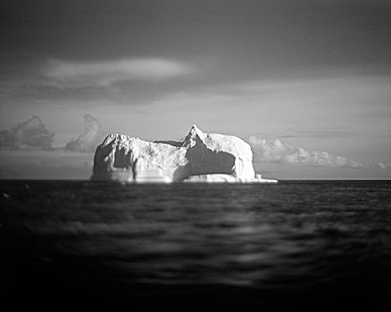 南极,模糊,黑白,巨大,扁平,冰山,漂浮,靠近,欺骗岛,南,设得兰群岛