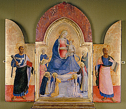 孩子,天使,多米尼加人,圣徒,圣彼得,左边,右边,15世纪,艺术家,工作室