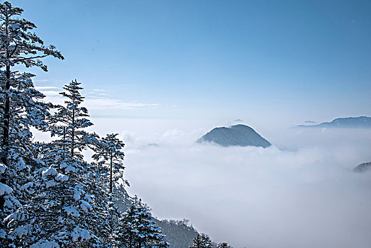 四川大邑县西岭雪山俯瞰观景台远眺西岭群山