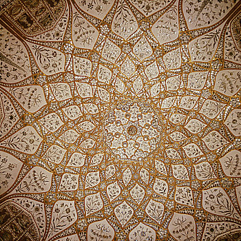 装饰,天花板,宫殿,要塞,琥珀色,古老,斋浦尔,拉贾斯坦邦