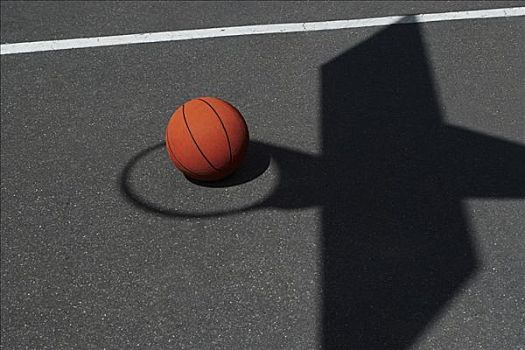 篮球,中间,影子,篮筐
