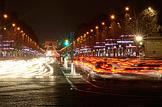 法国,巴黎,香榭丽舍,拱形,圣诞灯光