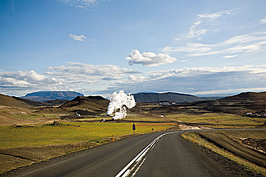 路线,移动,过去,地热发电站,冰岛