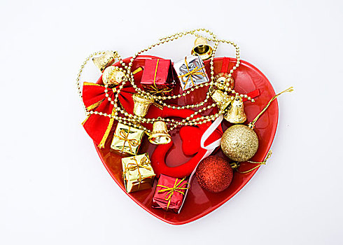 圣诞礼物,彩色,包装,圣诞节,铃,心形,盘子
