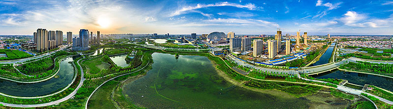 保定东湖未来城国际中心写字楼航拍全景