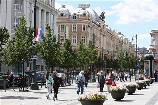 购物,步行街,市中心,许多,时尚,商店,餐馆,维尔纽斯,立陶宛,波罗的海国家,欧洲
