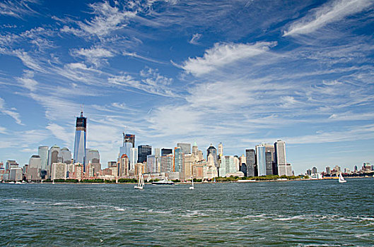 纽约,曼哈顿,城市天际线,自由,塔