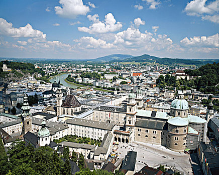 奥地利,萨尔茨堡,大教堂,霍亨萨尔斯堡城堡,城堡,大幅,尺寸