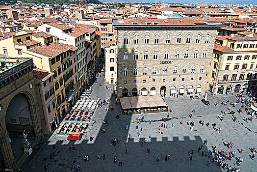 佛罗伦萨,市政广场,俯视,影子,韦奇奥宫
