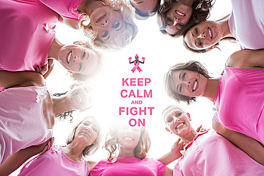 高兴,女人,微笑,圆,穿,粉色,乳腺癌