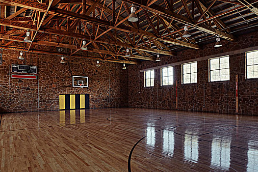 篮球,健身房,石墙,排,窗户