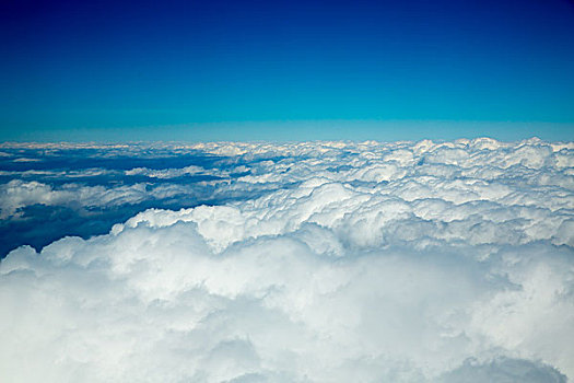 俯视,绒毛状,云,高,海洋,飞机