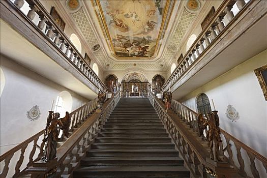 神圣,楼梯,教堂,上巴伐利亚,德国,欧洲