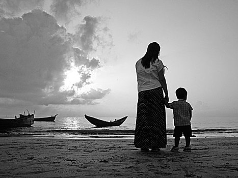 母子,圣徒,岛屿,只有,孟加拉,东北方,湾,南,市场,流行,旅游