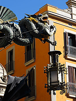 龙,雕塑,布鲁诺,巴塞罗那,加泰罗尼亚,西班牙,欧洲