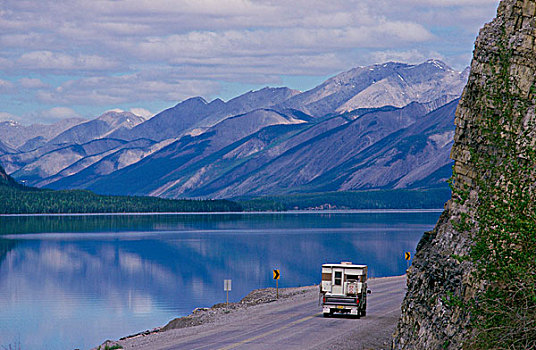 俯拍,卡车,道路,不列颠哥伦比亚省,加拿大